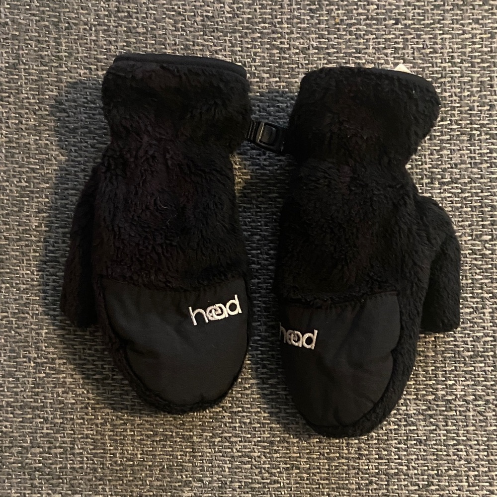 Head Black Fleece Kids Mittens